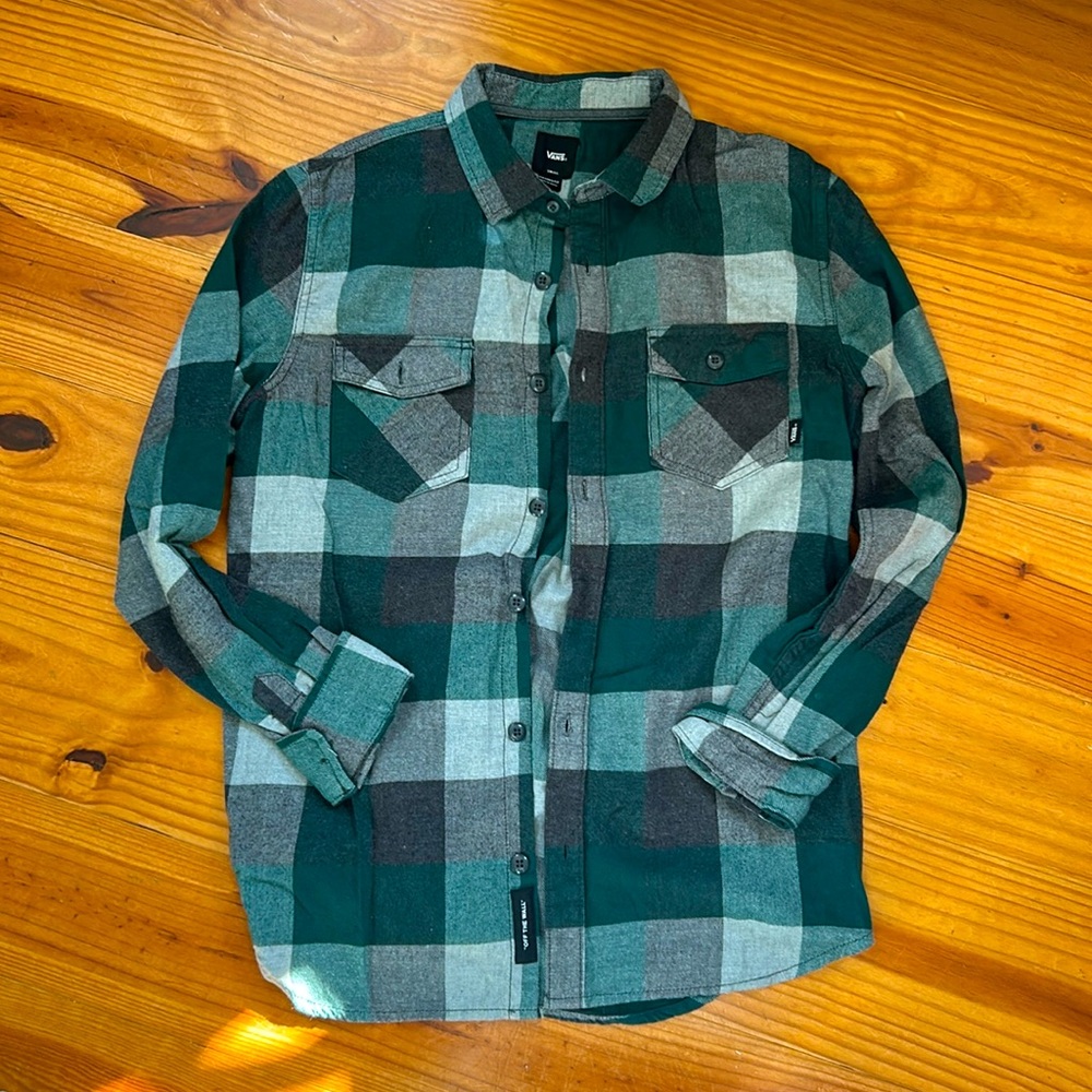 Green, black, gray Small Men’s Vans -Off The Wall Flannel.